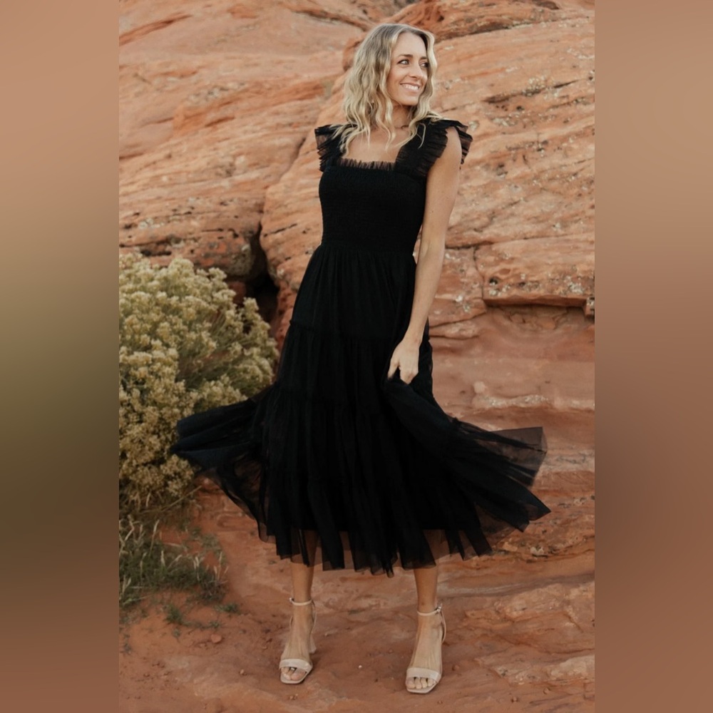 Baltic Born Black Emma Tulle midi dress